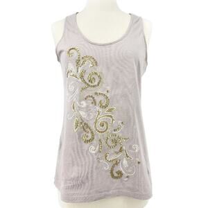 SALE Cynthia Rowley Sequined Mixed Fabric Tank Medium